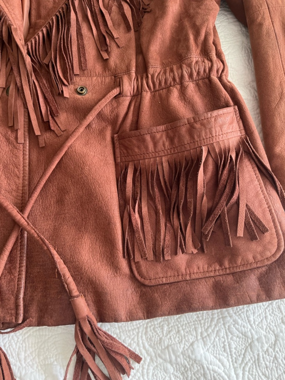 Pelle Cuir Women's Rust Fringe Leather Jacket - Picture 6 of 16